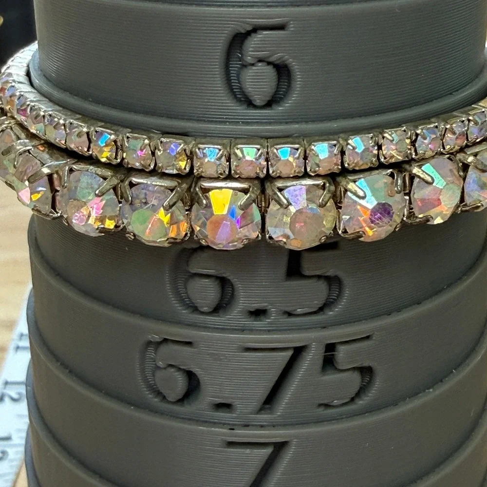 Vintage Aurora Borealis AB Rhinestone Stretch Bracelet Lot of‎ 2 Glam Y2K